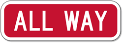 Click here to view larger image R1-4 ALL-WAY STOP Sign Plaque - 18x6 - Engineer Grade Prismatic Reflective Sheeting on Rust-Free Heavy Gauge Aluminum