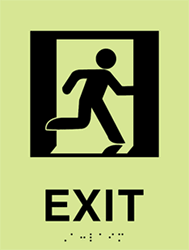 Click here to view larger image ADA Compliant Luminous Exit Sign with Pictogram - 6x8