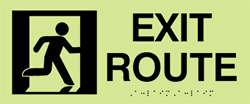Click here to view larger image ADA Compliant Luminous Exit Route Signs with Pictogram - 12x5 - MEA 203-08-M Certified Material