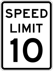 Click here to view larger image R2-1 10-MPH SPEED LIMIT Signs - 18x24 - Official MUTCD Compliant Reflective Rust-Free Heavy Gauge Aluminum Speed Limit Signs