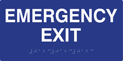 Click here to view larger image ADA Compliant Emergency Exit Signs with Tactile Text and Grade 2 Braille - 8x4