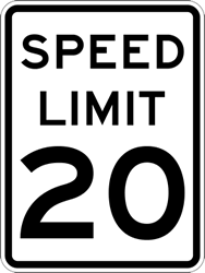 Click here to view larger image Buy 20 MPH Speed Limit Signs 24x30 - Official R2-1 MUTCD Compliant Reflective Rust-Free Heavy Gauge Aluminum Speed Limit Signs