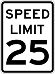 Click here to view larger image 25 MPH Speed Limit Signs- 18x24 - Official MUTCD Compliant Reflective Rust-Free Heavy Gauge Aluminum Speed Limit Signs