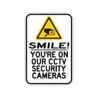 Smile! You're On Our CCTV Security Cameras - 12x18- Reflective rust-free heavy gauge aluminum CCTV signs