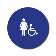 ADA Compliant and Title 24 Compliant  Womens Restroom Door Signs with Female and Wheelchair Symbols - 12x12