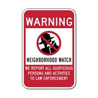Neighborhood Watch Warning Sign - 12x18