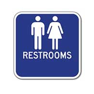 Outdoor Rated Aluminum Unisex Restrooms Sign - No Arrows - 12x12 - Reflective Rust-Free Heavy Gauge (.063) Aluminum Restroom Signs
