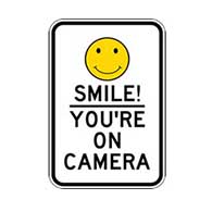 Smile! You're On Camera Signs - 12x18 - Reflective rust-free heavy gauge aluminum Video Security Sign