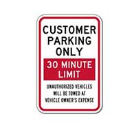 Customer Parking Only Sign - Choose Your Own Time Limit - 12x18