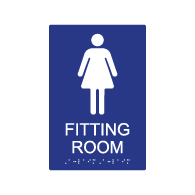 DA Compliant Female Fitting Room Sign with Tactile Text and Grade 2 Braille - 6x9