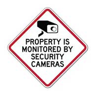 Property Is Monitored By Security Cameras Sign - 18x18 - Diamond-Shaped Reflective rust-free heavy-gauge aluminum Security Signs