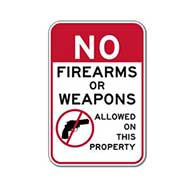 No Firearms Or Weapons Allowed On This Property Sign - 12x18 - Reflective Rust-Free Heavy Gauge Aluminum Security Signs
