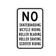 No Skateboarding Bicycle Riding Roller Blading Roller Skating Scooter Riding Sign - 12x18 - Reflective heavy-gauge rust-free No Skateboarding Signs