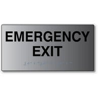 ADA Signs - Emergency Exit Sign with Tactile Text and Grade 2 Braille - 8x4 - Brushed Aluminum is an attractive alternative to plastic ADA signs