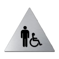 ADA Mens Restroom Door Sign with Male and Wheelchair Symbols - 12x12 - Brushed aluminum is an attractive alternative to plastic ADA signs