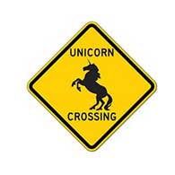 Unicorn Road Crossing Warning Sign - 12x12 or 18x18 sizes - Authentic Road Sign - Reflective Rust-Free Heavy Gauge Aluminum