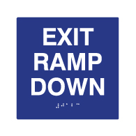 ADA Compliant Exit Ramp Down Sign with Text and Braille - 6x6