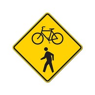 Bicycle And Pedestrian On Road Warning Signs - 24x24 - W11-15 MUTCD Official Reflective Rust-Free Heavy Gauge Aluminum Bicycle And Pedestrian On Road Warning Signs