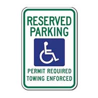 Official Arkansas Reserved Parking Handicap Plate Or Permit Only Sign - 12X18 - Rust-free heavy gauge (.063) reflective aluminum Arkansas Handicapped Parking Signs