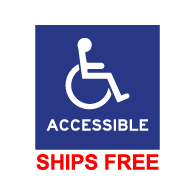 Window Decal - Wheelchair Symbol (ISA) and text Accessible - 6x6 (Package of 3)