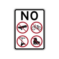 No Skateboarding Bicycle Riding Roller Blading Roller Skating Scooter Riding Sign-18x24- Made with Reflective Rust-Free Heavy Gauge Aluminum available at STOPSignsAndMore