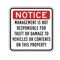 Management Not Responsible For Theft Or Damage Signs - 18x18