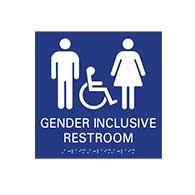 ADA Compliant Wheelchair Accessible All Gender Restroom Wall Signs with Tactile Text and Grade 2 Braille - 9x9