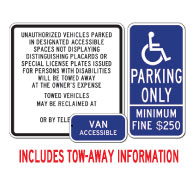 California Disabled Parking Sign kit , Towaway Information