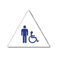 ADA Compliant and Title 24 Compliant Mens Restroom Door Sign w/ISA Symbol on White Triangle - 12x12. Our ADA Restroom Signs meet regulations and will pass Title 24 building inspections