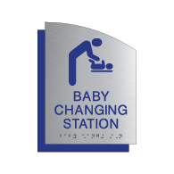 ADA Baby Changing Station Restroom Sign - Brushed Aluminum & Matte Acrylic | Tactile Text & Braille