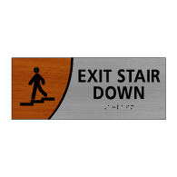 ADA Signature Series Exit Stair Down Sign With Tactile Text and Grade 2 Braille - 10x4