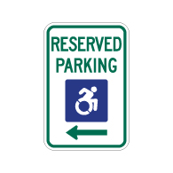 R7-8 New York Disabled Reserved Parking Signs - Left Arrow - 12x18 - Reflective Rust-Free Heavy Gauge Aluminum ADA Parking Signs