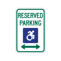 R7-8 New York Disabled Reserved Parking Signs - Double Arrow - 12x18 - Reflective Rust-Free Heavy Gauge Aluminum ADA Parking Signs