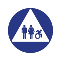 ADA Compliant and Title 24 Compliant Unisex Restroom Door Signs with Male, Female and Active Wheelchair Symbols - 12x12