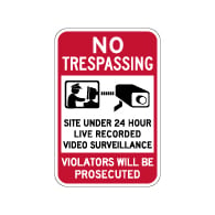 No Trespassing Site Under Video Surveillance Sign - 12x18 - Made with Reflective Rust-Free Heavy Gauge Durable Aluminum available at STOPSignsAndMore.com