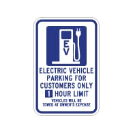 1 hour Limit 12x18 Electric Vehicle Parking Only Sign -  12x18 - available at STOPSignsAndMore.com