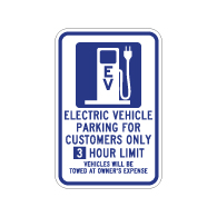 3 hour Limit 12x18 Electric Vehicle Parking Only Sign -  12x18 - available at STOPSignsAndMore.com