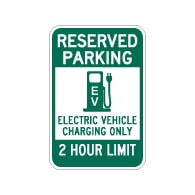 Reserved Parking 2 Hour Electric Vehicle Charging Sign - 12x18 - Made with Reflective Rust-Free Heavy Gauge Durable Aluminum available at STOPSignsAndMore.com