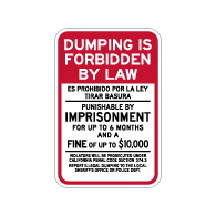 Dumping Is Forbidden By Law California Penal Code Sign - 12x18 - Made with Reflective Rust-Free Heavy Gauge Durable Aluminum available at STOPSignsAndMore.com