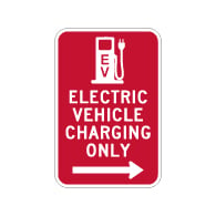 Electric Vehicle Charging Only Sign - Right Arrow - 12x18 - Made with 3M Reflective Rust-Free Heavy Gauge Durable Aluminum available at STOPSignsAndMore.com