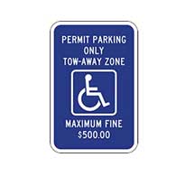 Georgia State and Metro Atlanta Permit Parking Only Tow-Away Zone Handicap Parking Sign 12x18