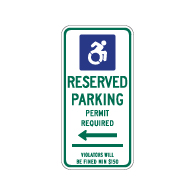 Connecticut Handicap Parking Sign with Active ISA - Left Arrow - 12x24 - Made with Reflective Rust-Free Heavy Gauge Durable Aluminum available at STOPSignsAndMore.com