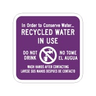 Recycled Water In Use Bilingual Sign - 12x12