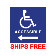 Label - Wheelchair Symbol with text Acessible with Left Arrow - 6x6