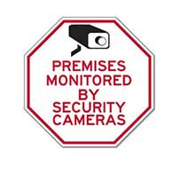 Reflective Premises Monitored By Security Cameras STOP Signs - 12X12 - Reflective, rust-free heavy-gauge (.063) aluminum Home Security Signs