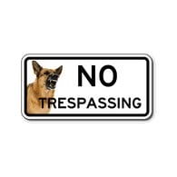 Buy Color No Trespassing Guard Dog Door Signs - 12x6 - Full-Color Reflective Rust-Free Aluminum Guard Dog Signs
