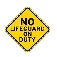No Lifeguard On Duty Warning Signs - 12x12 or 18x18-  Reflective Rust-Free Heavy Gauge Aluminum Signs