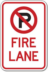 No Parking Symbol Fire Lane Signs - 12x18