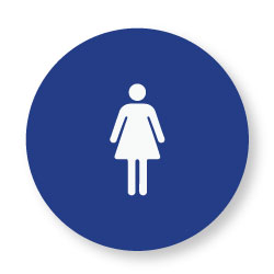 ADA Compliant and CA Title 24 Compliant Womens Restroom Door Signs with Female Symbol - 12x12