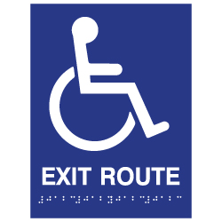 ADA Compliant Accessible Symbol Exit Route Sign with Tactile Text and Grade 2 Braille - 6x8